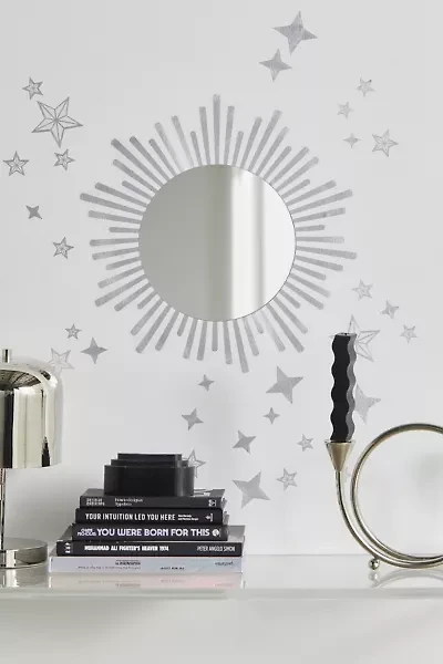 Sunburst Peel And Stick Decals With Circle Mirror