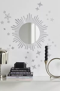 Sunburst Peel And Stick Decals With Circle Mirror