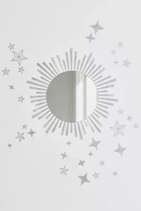 Sunburst Peel And Stick Decals With Circle Mirror