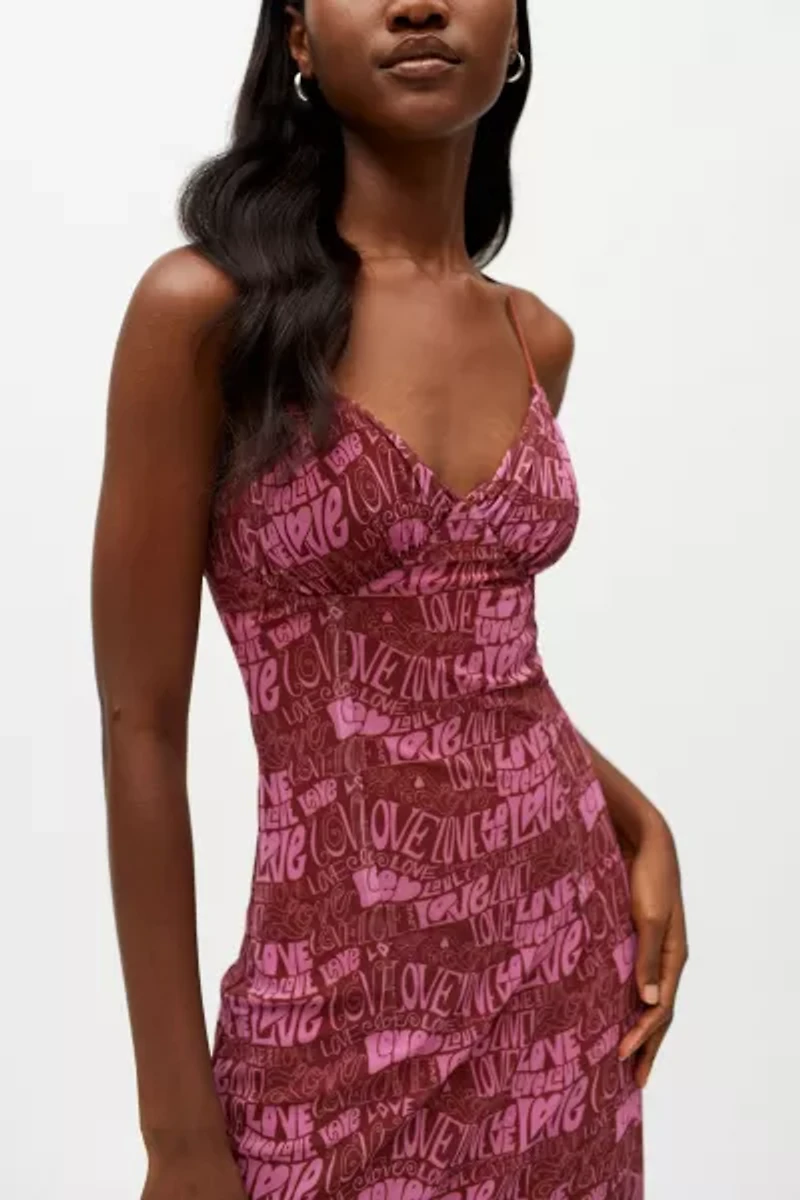 UO Gwen Mesh Midi Slip Dress