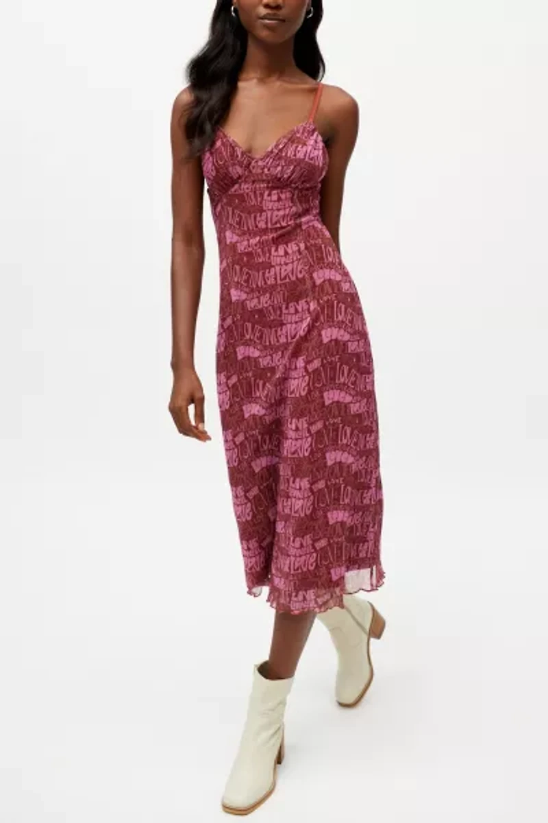 UO Gwen Mesh Midi Slip Dress