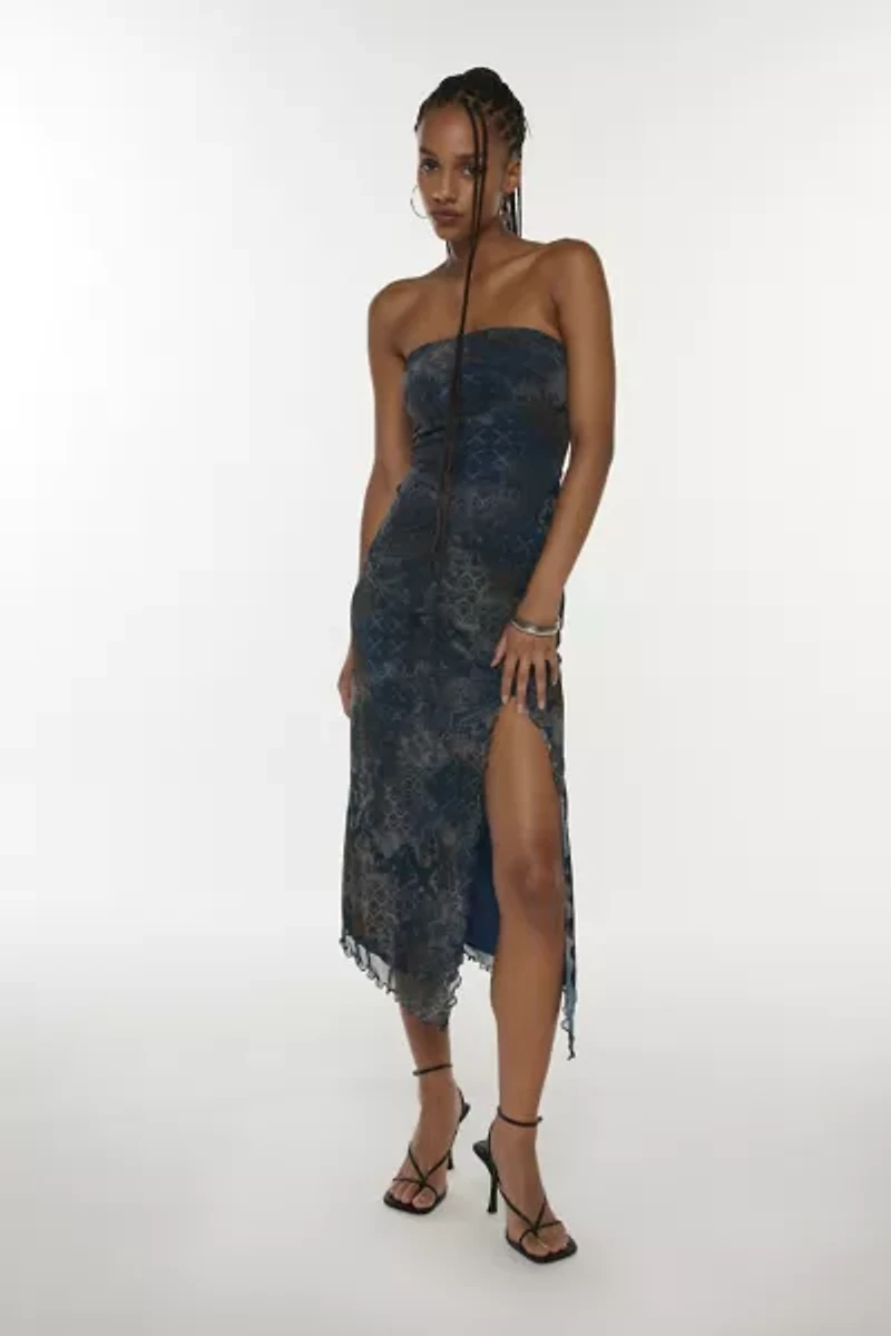 UO Samara Mesh Strapless Midi Dress