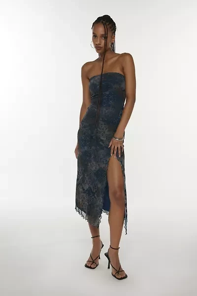UO Samara Mesh Strapless Midi Dress