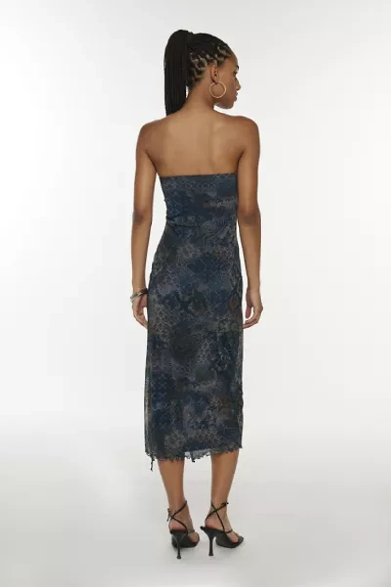 UO Samara Mesh Strapless Midi Dress