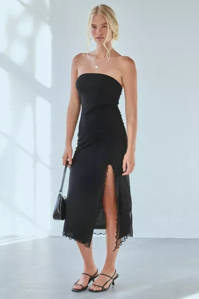 samara mesh strapless midi dress Midi Dress Homecoming Dresses Urban Outfitters Urban Outfitters Uo Samara Mesh Strapless Midi Dress In Pink
