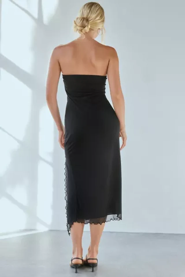 ruched mesh long sleeve dress Koami Black Mesh Long-Sleeve Ruched Maxi Dress With High Split – Club L  London