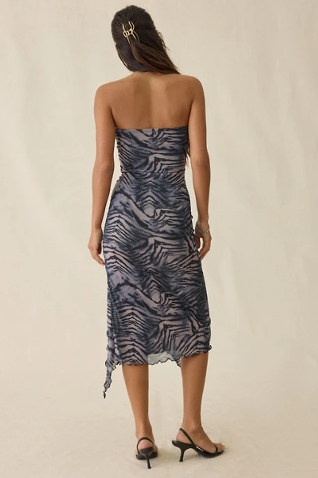 samara mesh midi dress UO Samara mesh Strapless Midi Dress by Urban Outfitters