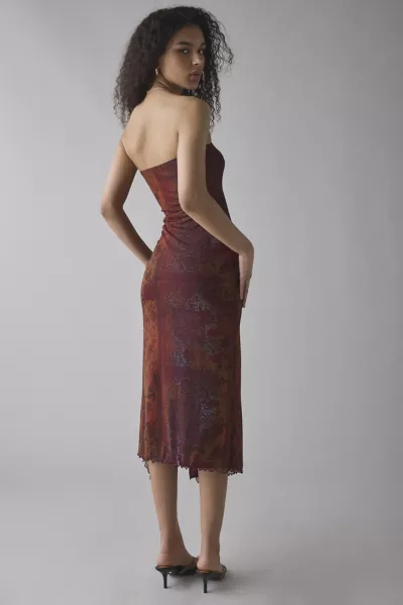 UO Samara Mesh Strapless Midi Dress