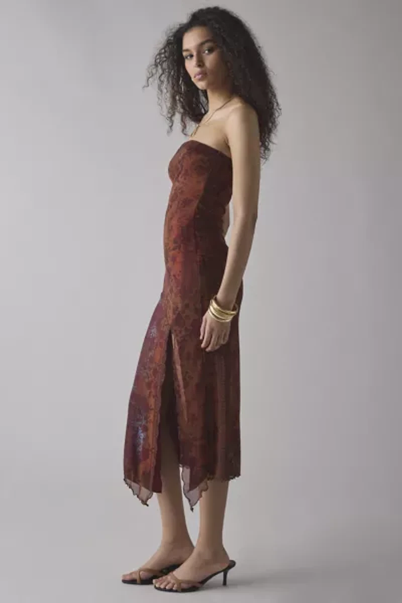 UO Samara Mesh Strapless Midi Dress
