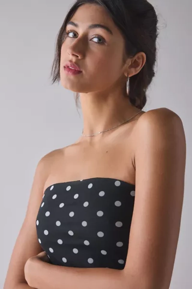 uo samara mesh strapless slit midi dress Urban Outfitters Uo Samara Mesh Strapless Midi Dress In Pink Combo