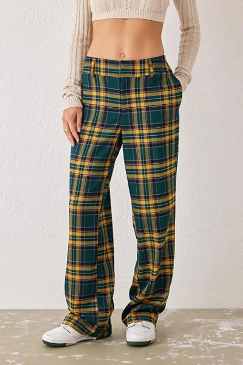 UO Check Straight Leg Trouser Pant