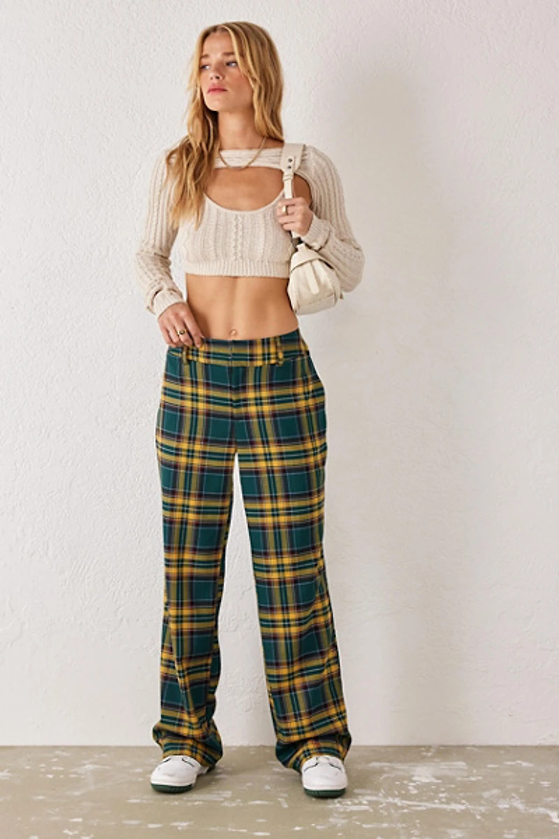 UO Check Straight Leg Trouser Pant