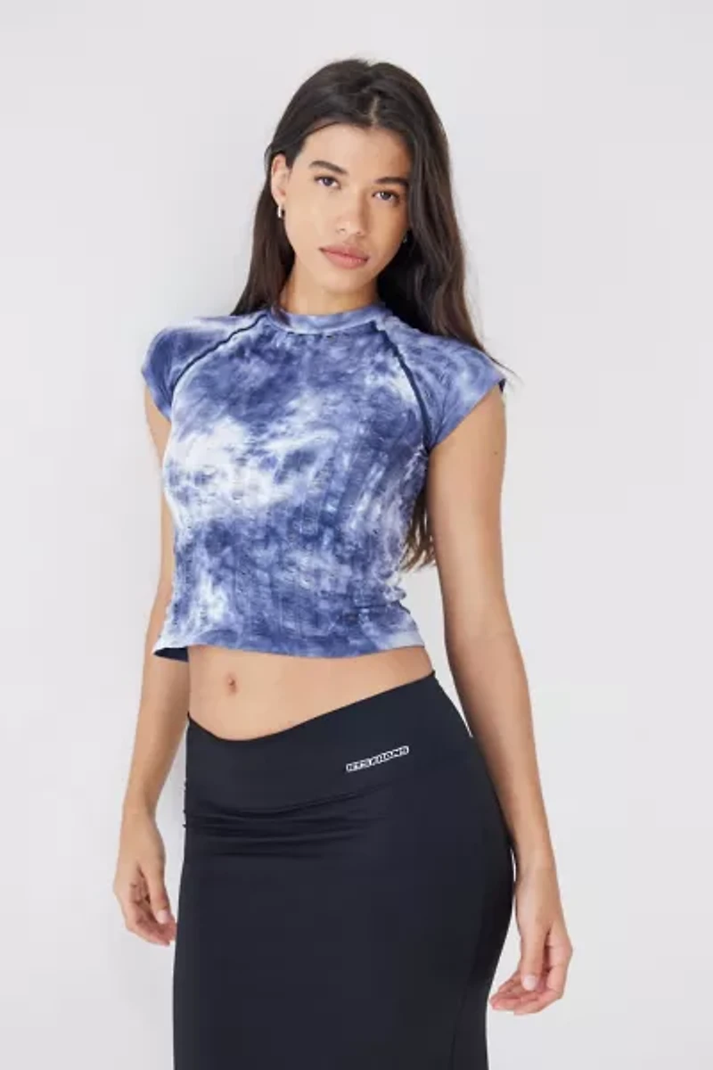 iets frans... Blue Tie-Dye Knitted Baby Tee