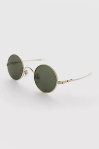 Vintage Metal Round Sliding Temple Sunglasses