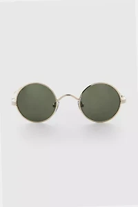 Vintage Metal Round Sliding Temple Sunglasses