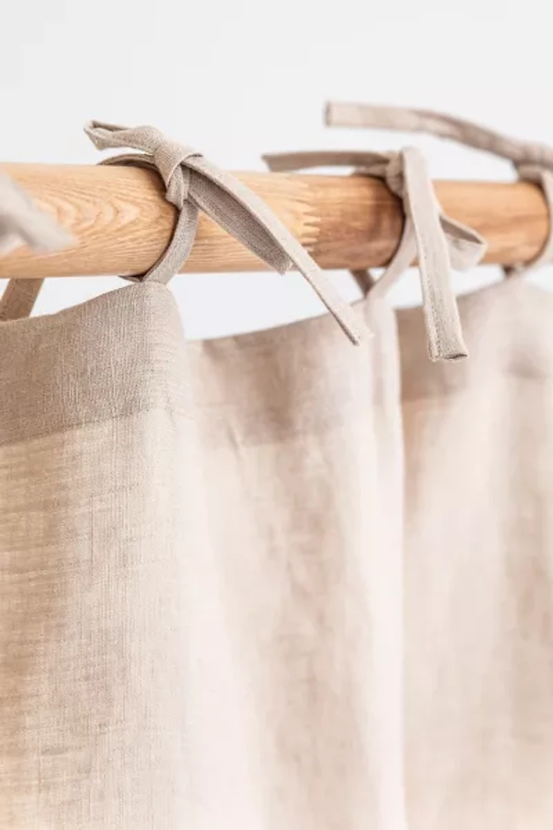 MagicLinen Tie Top Linen Curtain Panel