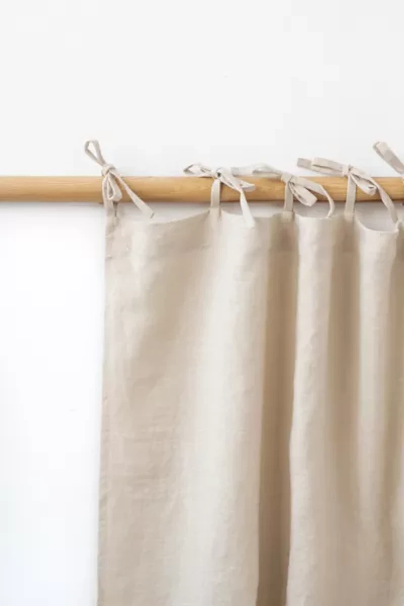 MagicLinen Tie Top Linen Curtain Panel