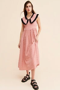 Ghospell Lease Gingham Midi Dress