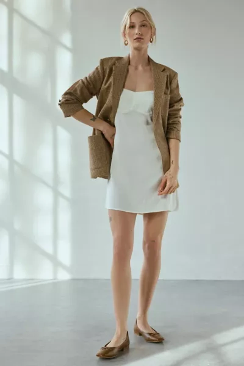 UO Bella Bow-Back Satin Mini Dress