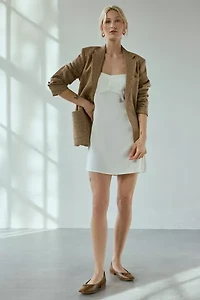 UO Bella Bow-Back Satin Mini Dress