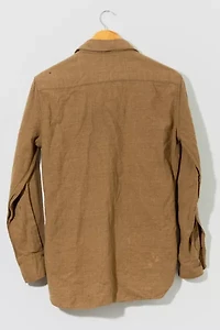 Vintage Distressed 1950s Wool Button Up Work Shirt Brown Green