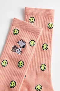 Peanuts Snoopy Tennis Embroidered Crew Sock