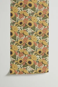 Avenie Sunflower Meadow Calm Green Removable Wallpaper