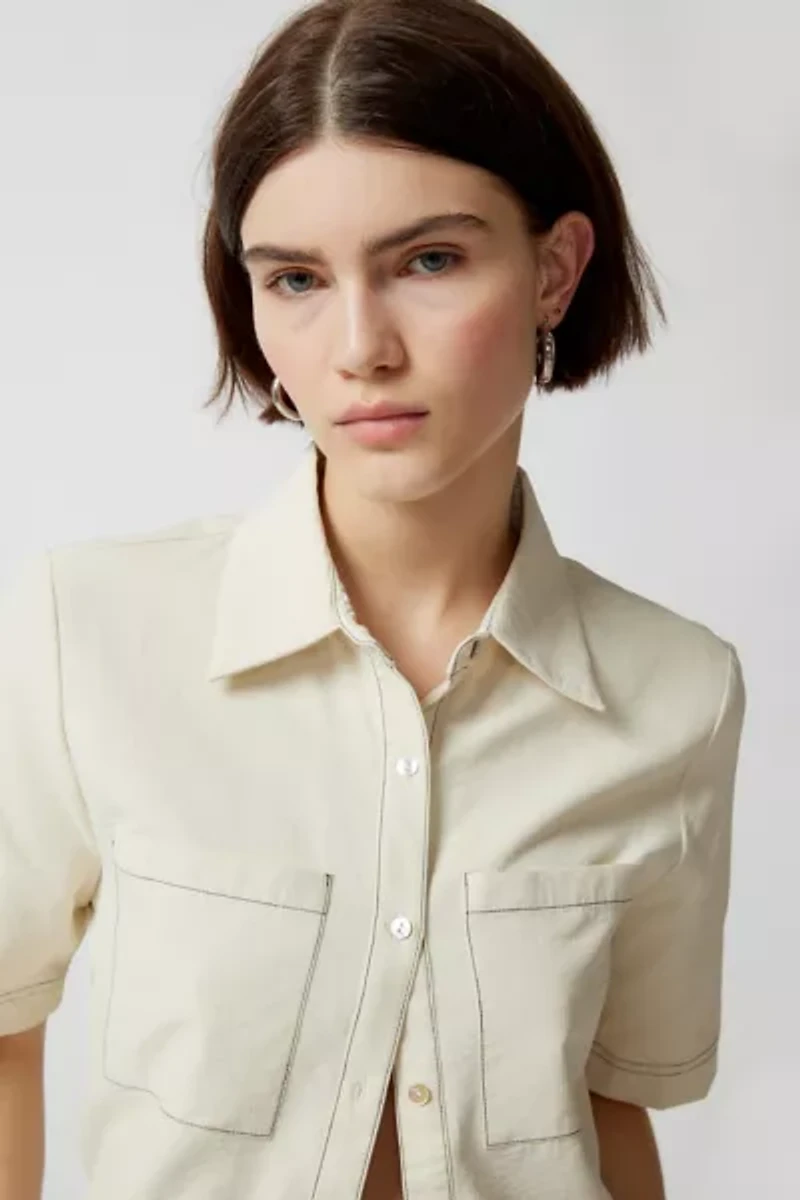 Find Me Now Hunter Contrast Stitch Button-Down Shirt