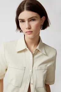 Find Me Now Hunter Contrast Stitch Button-Down Shirt