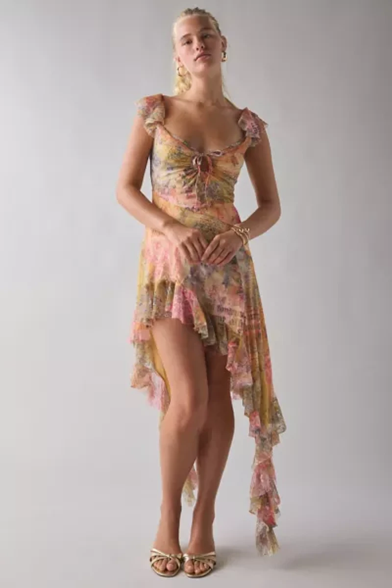 UO Hyacinth Lace Spliced Midi Dress