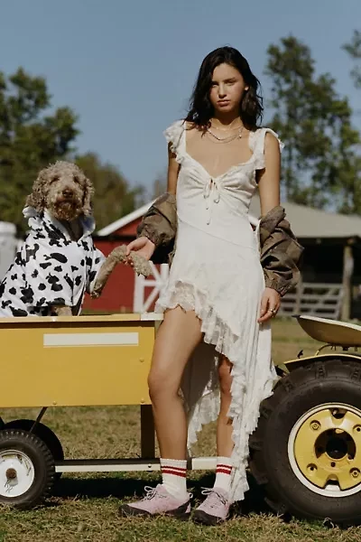 UO Hyacinth Lace Spliced Midi Dress