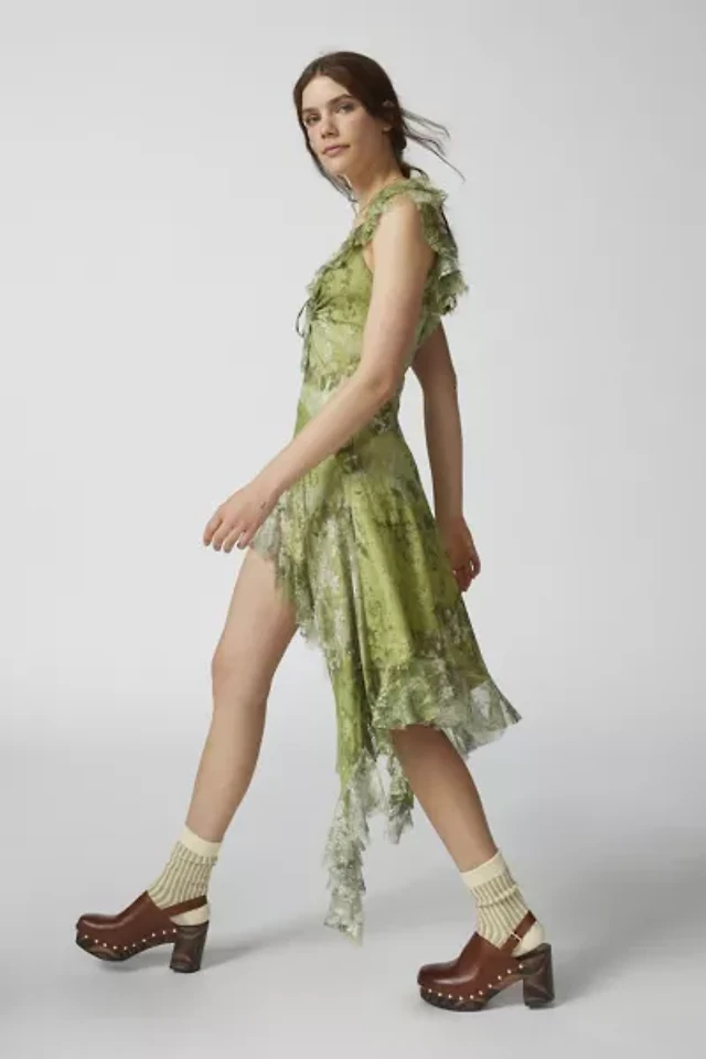Compare UO Hyacinth Lace Spliced Midi Dress | Pacific City