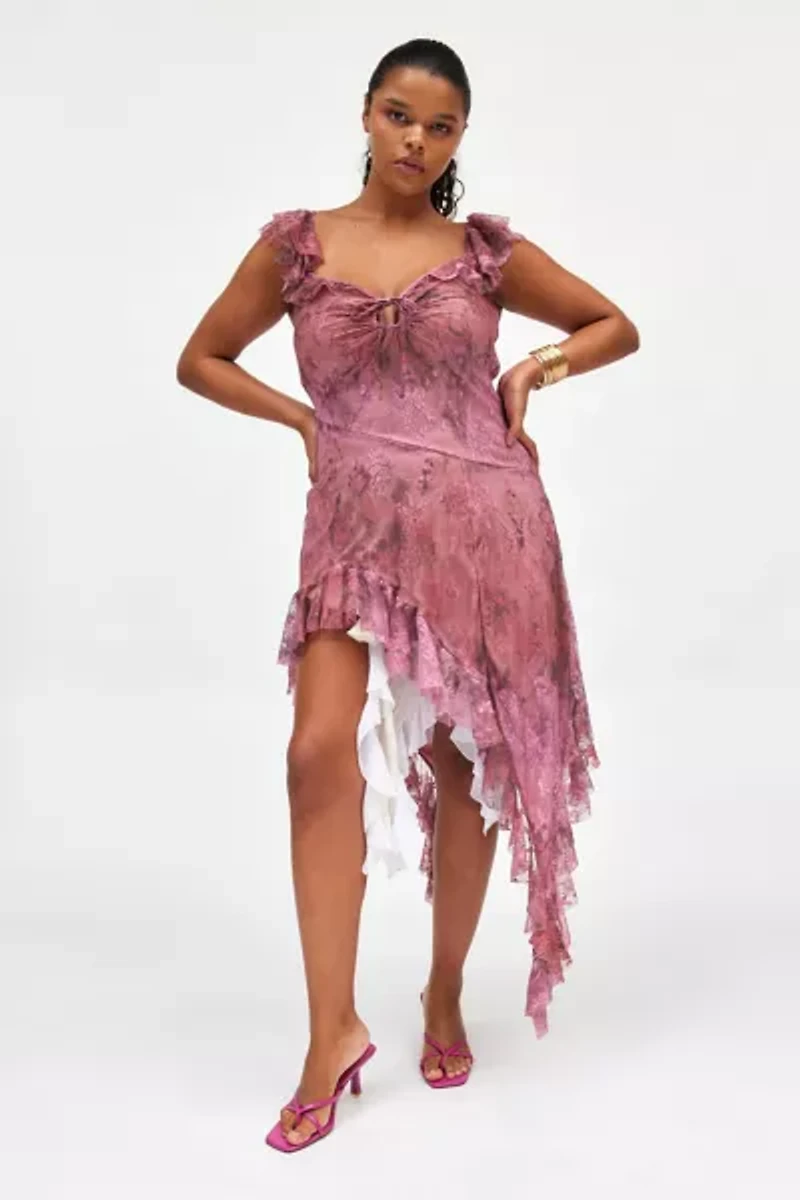 UO Hyacinth Lace Spliced Midi Dress