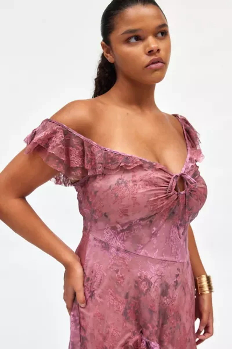 UO Hyacinth Lace Spliced Midi Dress