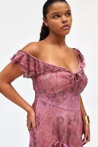 UO Hyacinth Lace Spliced Midi Dress