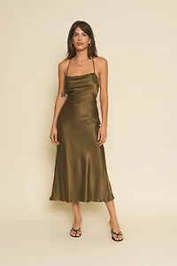 Whimsy + Row Camille Tencel Cowl Neck Dress