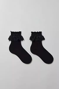 Ruffled Ribbed Crew Sock