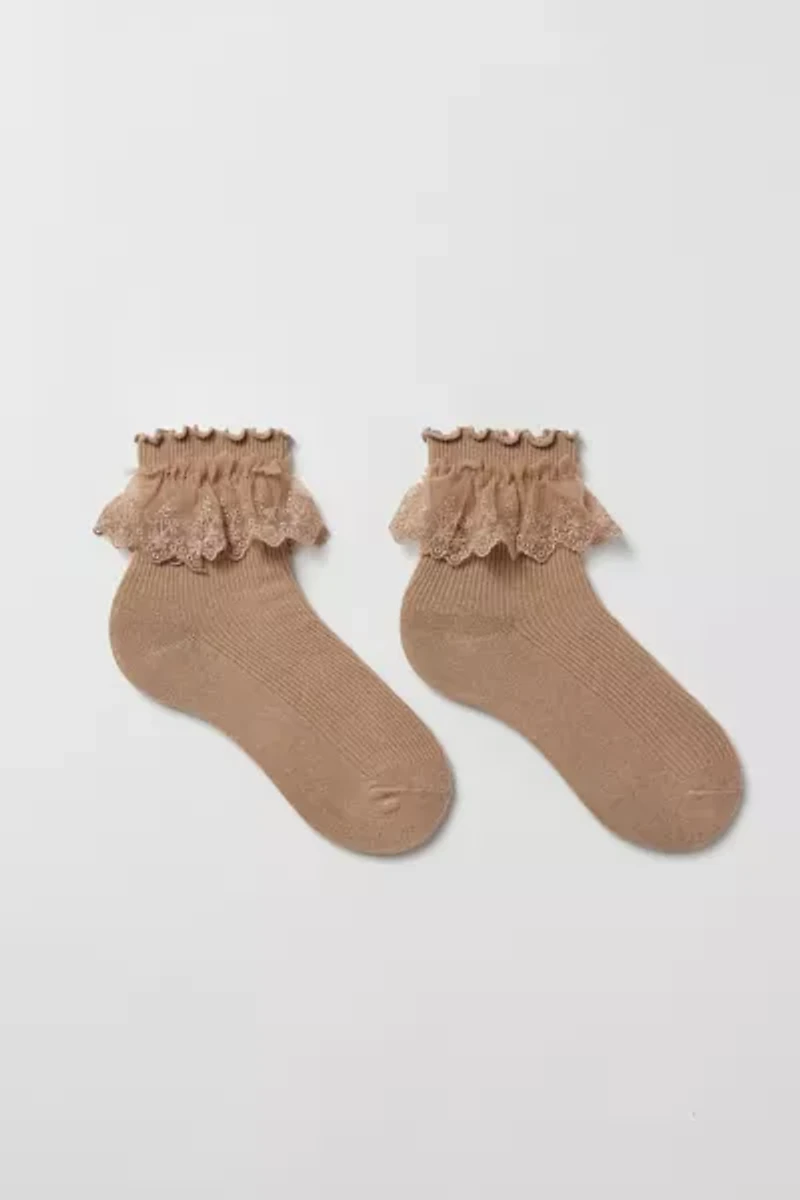 Ruffle Ribbed Crew Sock