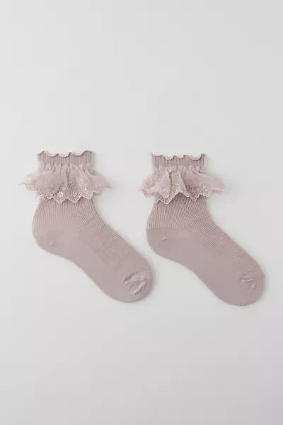 Ruffled Ribbed Crew Sock