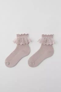 Ruffled Ribbed Crew Sock