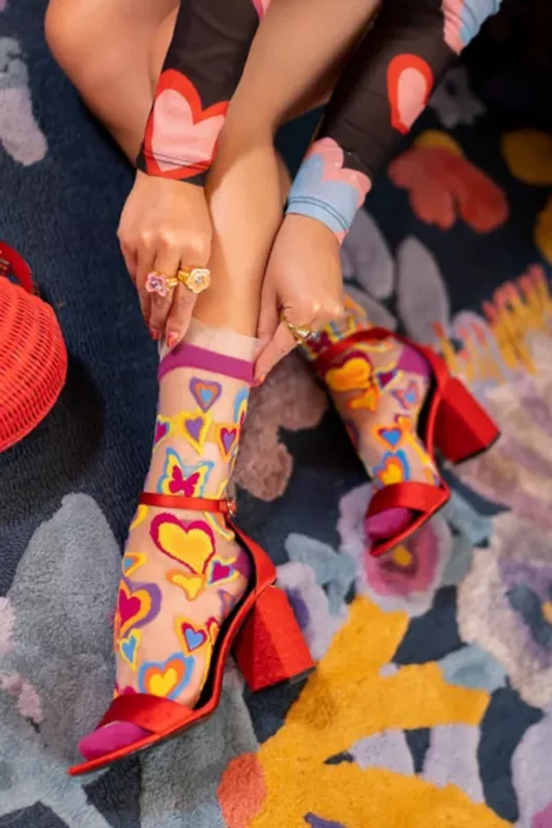 Sock Candy Y2K Hearts Sheer Sock