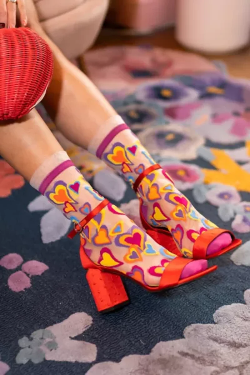 Sock Candy Y2K Hearts Sheer Sock