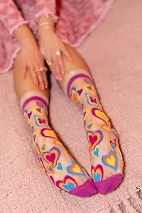 Sock Candy Y2K Hearts Sheer Sock