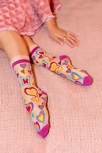 Sock Candy Y2K Hearts Sheer Sock