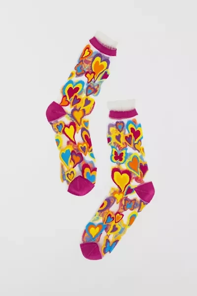 Sock Candy Y2K Hearts Sheer Sock