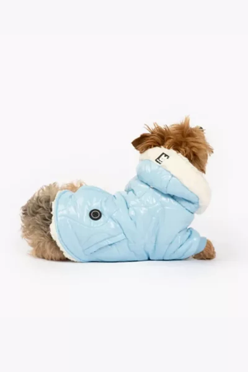 Silver Paw Dog Hooded Puffer Jacket