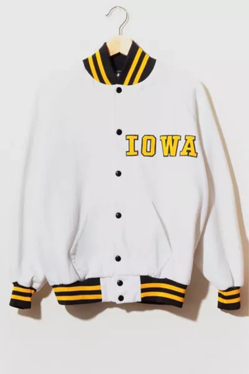 Vintage 1980s University of Iowa Button Up Letterman Jacket