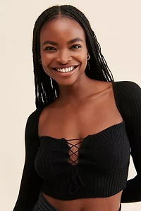 UO Elianna Lace-Up Sweater