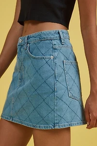 OBEY Kalli Quilted Denim Mini Skirt
