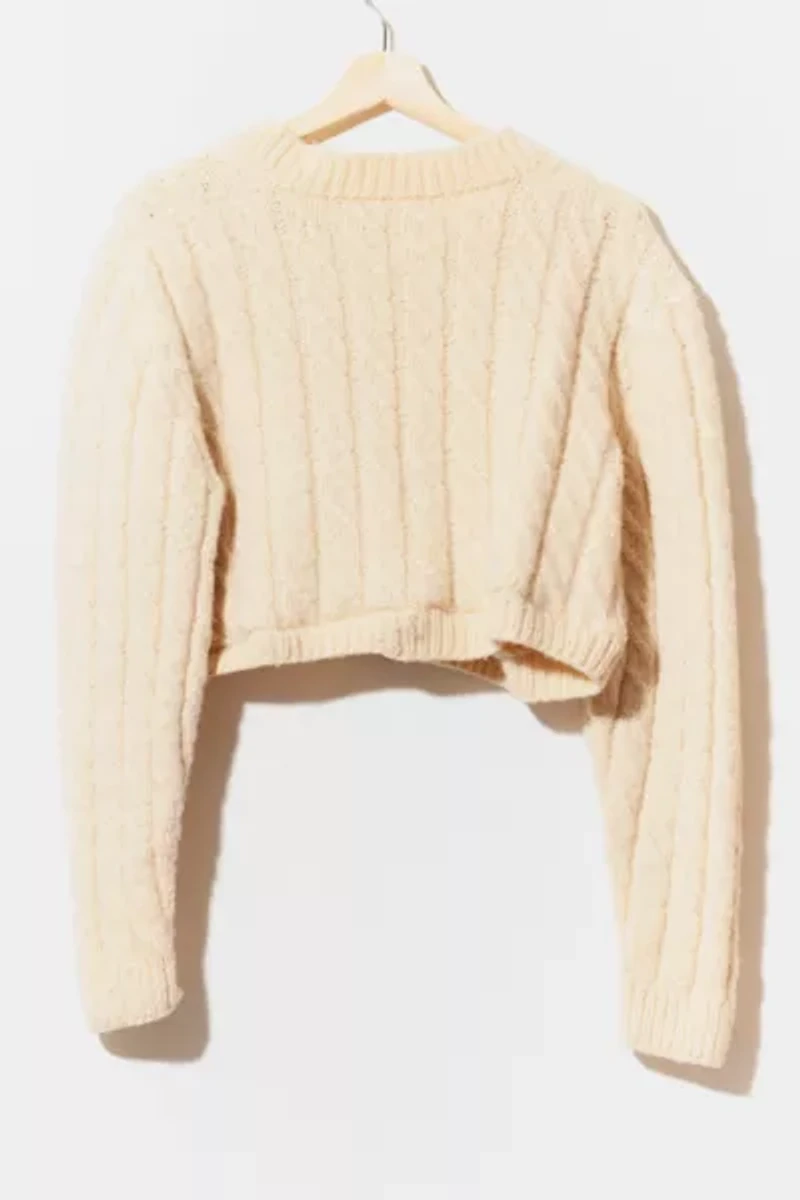 Vintage 1950s Distressed Handmade Wool Cropped Cardigan Sweater